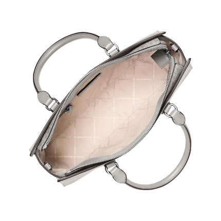 Michael Kors Women's Arden Medium Top-Zip Satchel Pearl Grey