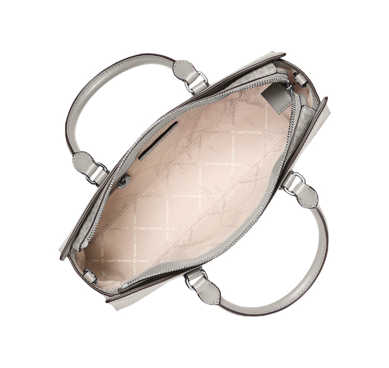 Michael Kors Women's Arden Medium Top-Zip Satchel Pearl Grey