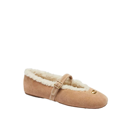 Coach Women's Sculpted C Mary Jane In Shearling Soft Beige