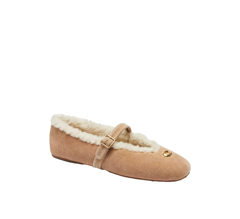 Coach Women's Sculpted C Mary Jane In Shearling Soft Beige