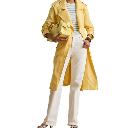 Polo Ralph Lauren Women's Double-Breasted Linen Trench Coat Lemon Sorbet