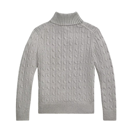 Polo Ralph Lauren Boy's Cable-Knit Cotton Quarter-Zip Sweater Andover Heather