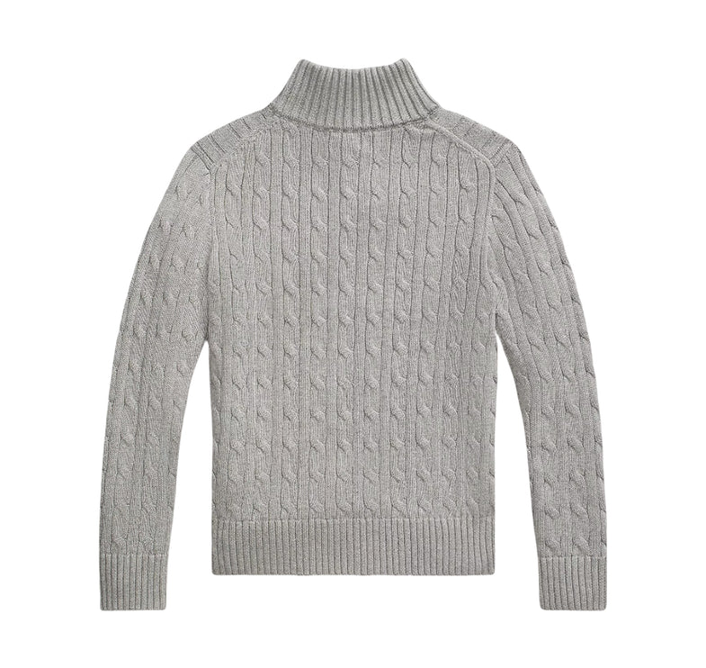 Polo Ralph Lauren Boy's Cable-Knit Cotton Quarter-Zip Sweater Andover Heather