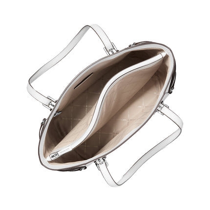 Michael Kors Women's Voyager Large Saffiano Leather Tote Bag Optic White