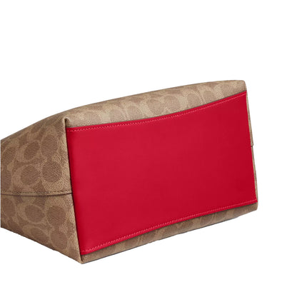 Coach Women's Sadie Satchel Bag In Signature Canvas Gold/Tan/Carnation