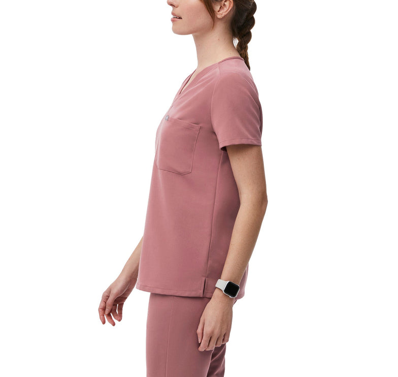 FIGS Women's Catarina One Pocket Scrub Top Mauve
