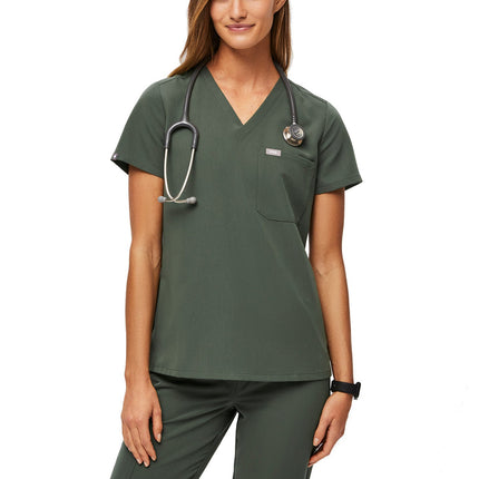 FIGS Women's Catarina One Pocket Scrub Top Moss