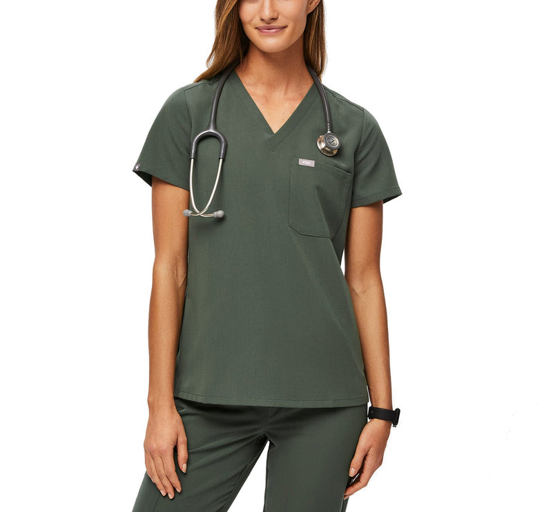 FIGS Women's Catarina One Pocket Scrub Top Moss