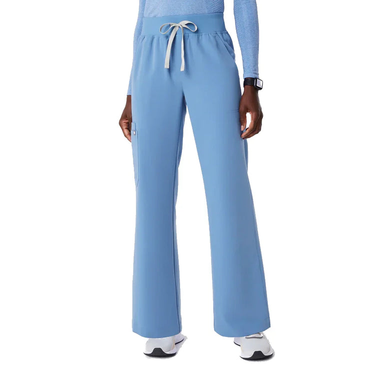 FIGS Women's High Waisted Isabel Wide Leg Scrub Pants Ceil Blue
