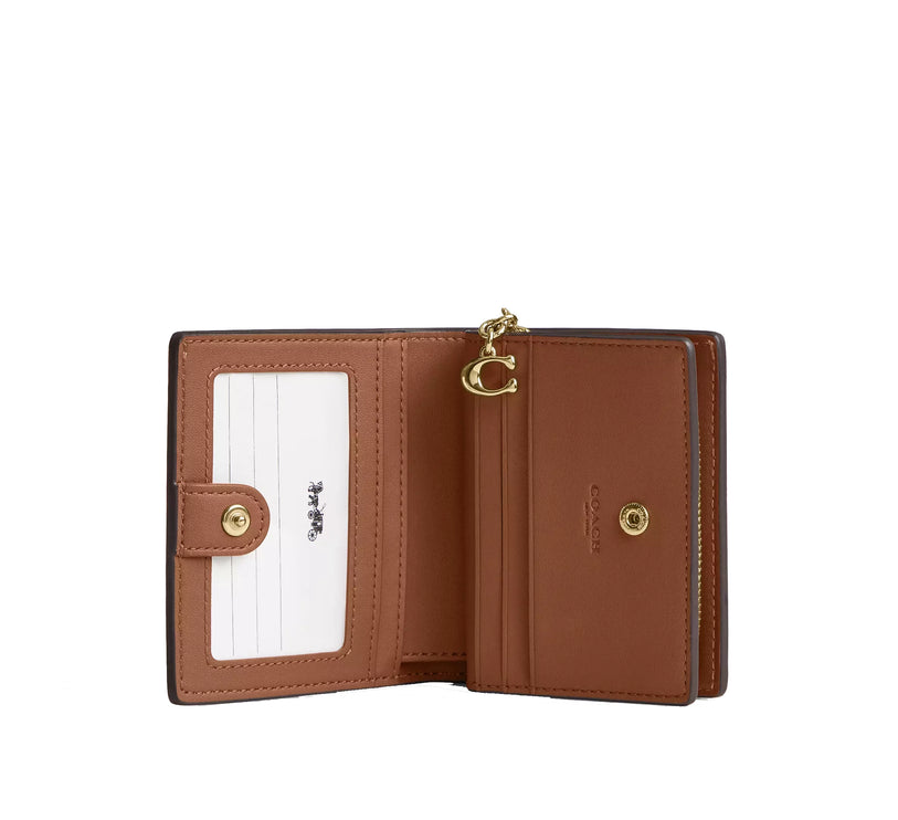 Coach Women's Snap Wallet With Cherry Embroidery Suede/Gold/Cedar Multi