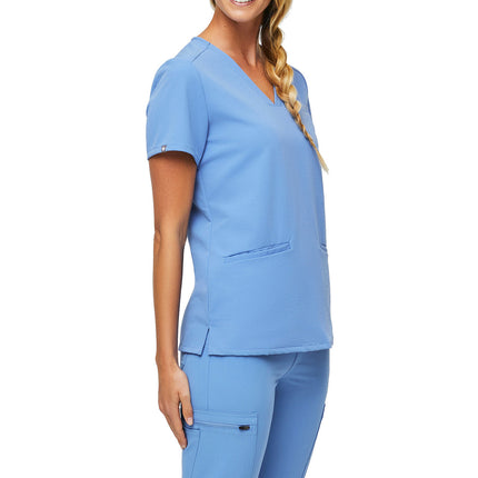 FIGS Women's Casma Three Pocket Scrub Top Ceil Blue