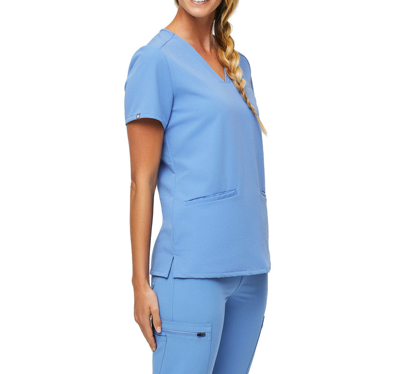FIGS Women's Casma Three Pocket Scrub Top Ceil Blue