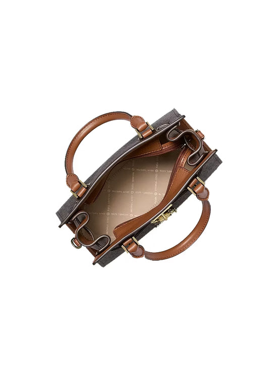 Michael Kors Women's Landon Small Logo Satchel Bag Brown/Gold