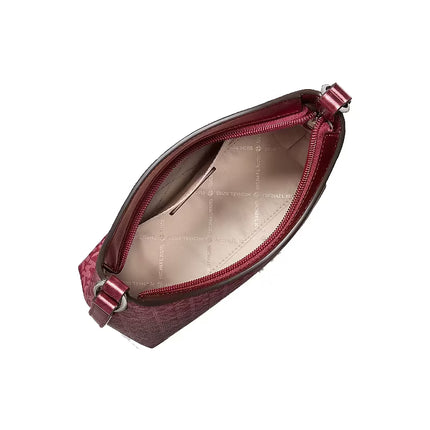 Michael Kors Women's Maya Small Signature Logo Crossbody Bag Maroon