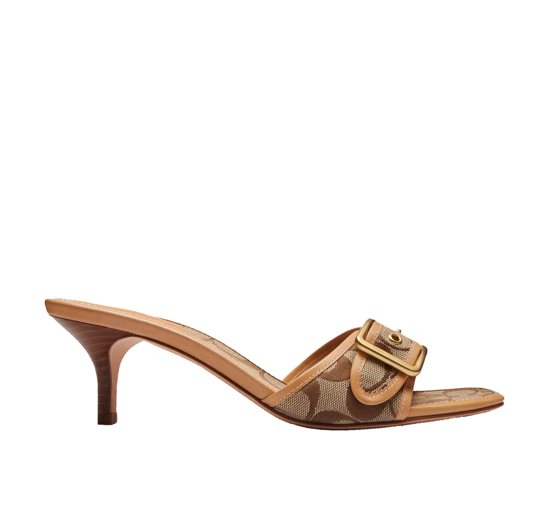 Coach Women's Margot Sandal In Signature Jacquard Khaki/Light Peach