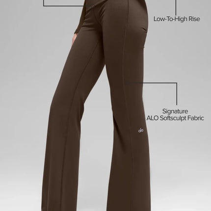 alo Women's Softsculpt Foldover Flare Legging Espresso
