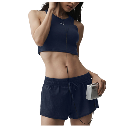 alo Women's Mid-Rise Go Time Short Navy