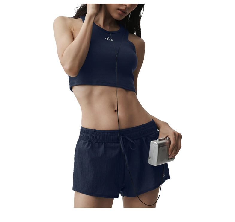 alo Women's Mid-Rise Go Time Short Navy