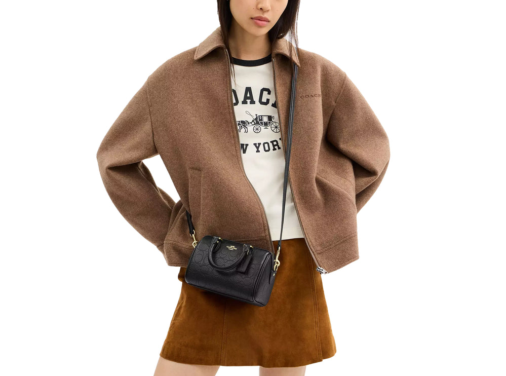 Coach Women's Mini Rowan Crossbody Bag In Signature Leather Gold/Black