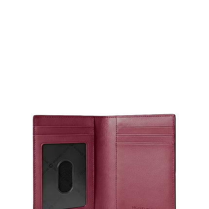 Michael Kors Women's Cooper Pebbled Leather Bi-Fold Card Case Maroon