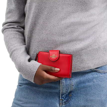 Coach Women's Medium Corner Zip Wallet Gold/Candy Apple