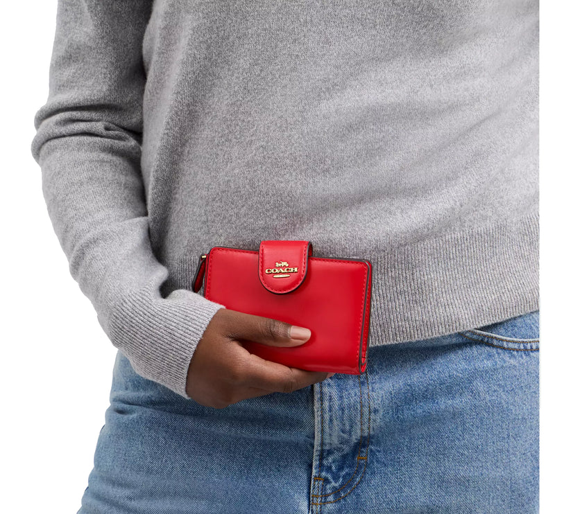 Coach Women's Medium Corner Zip Wallet Gold/Candy Apple