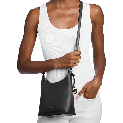 Michael Kors Women's Maya Small Signature Logo Crossbody Bag Black/Silver