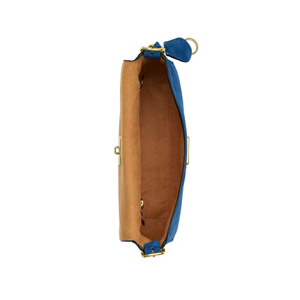 Coach Women's Etta Small Flap Shoulder Bag Gold/Blue Jay