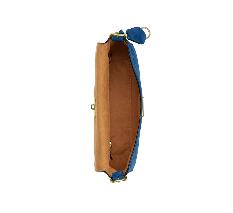 Coach Women's Etta Small Flap Shoulder Bag Gold/Blue Jay