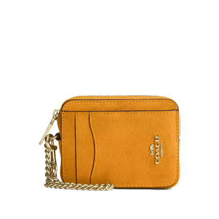 Coach Women's Zip Card Case Gold/Marigold