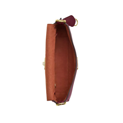 Coach Women's Etta Small Flap Shoulder Bag Gold/Dark Cherry
