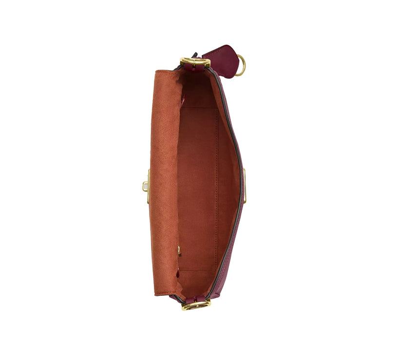 Coach Women's Etta Small Flap Shoulder Bag Gold/Dark Cherry