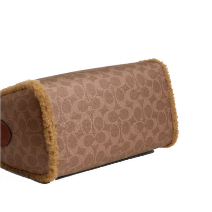 Coach Women's Rowan Satchel Bag In Signature Canvas Gold/Tan/Natural