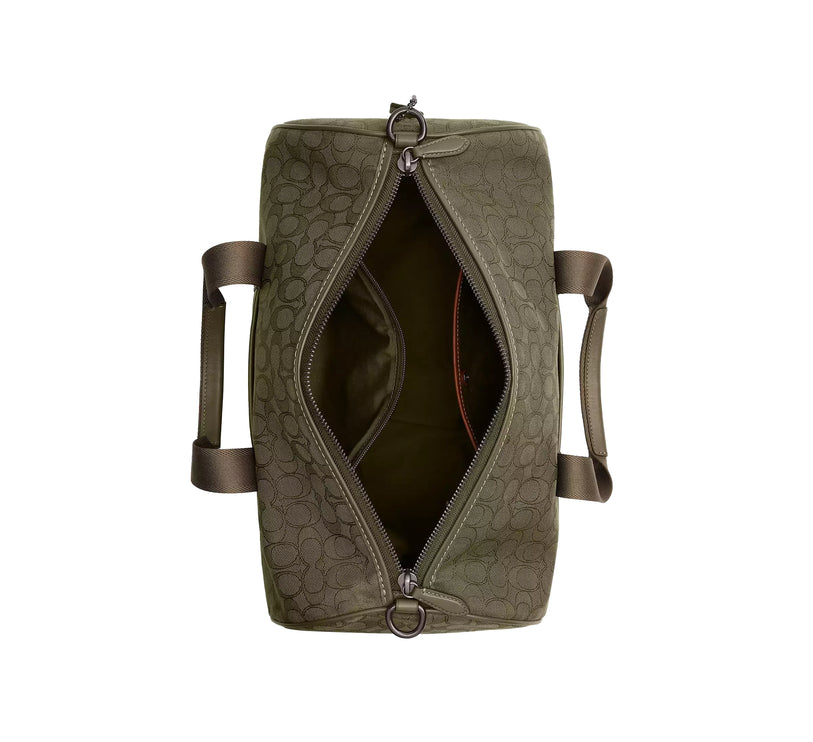 Coach Men's Theo Duffle In Signature Jacquard Olive Drab