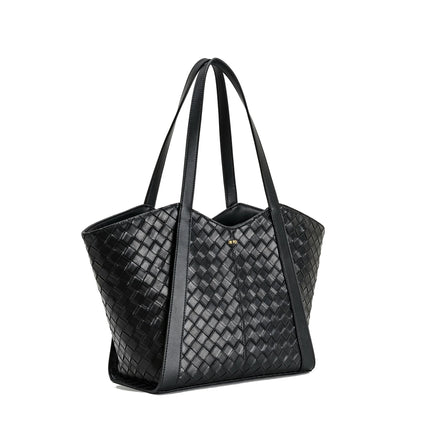 JW PEI Women's Kiana Large Capacity Weave Texture Tote Bag - Black