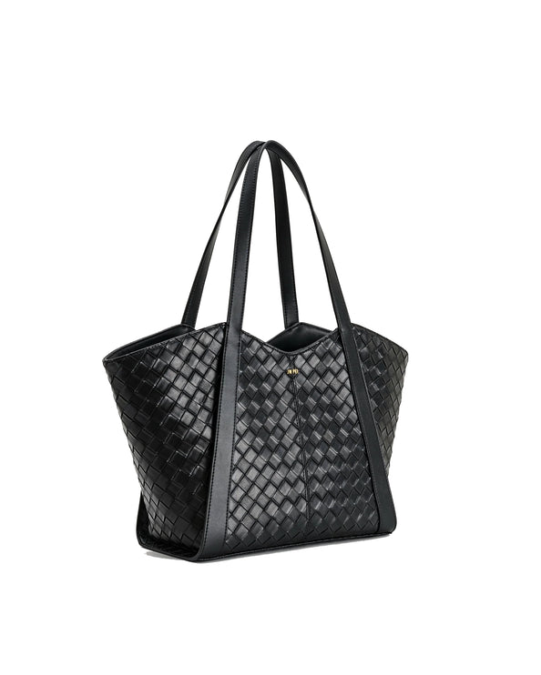 JW PEI Women's Kiana Large Capacity Weave Texture Tote Bag - Black