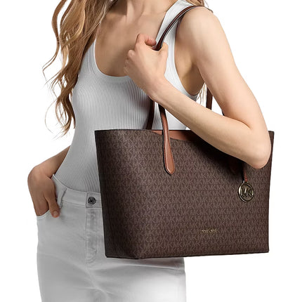 Michael Kors Women's Arden Large Signature Logo Tote Bag Brown