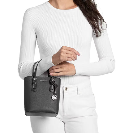 Michael Kors Women's Voyager Extra-Small Leather Convertible Crossbody Bag Black/Silver