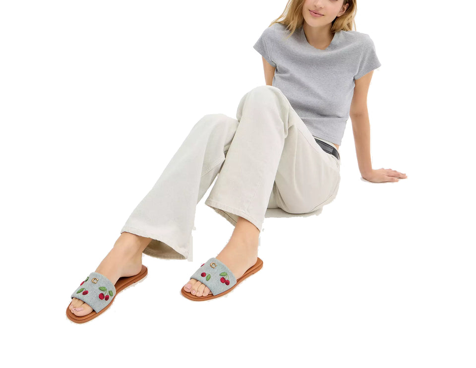 Coach Women's Holly Sandal With Cherries Denim Multi