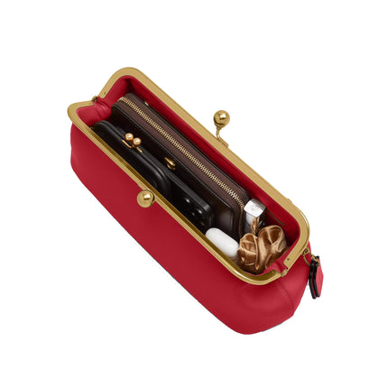 Coach Women's Kisslock Frame Bag 30 Brass/Poppy