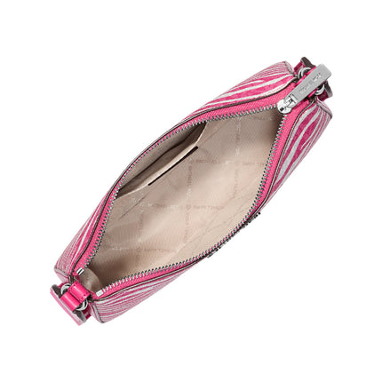 Michael Kors Women's Jet Set Leather Medium Animal Print Logo Crossbody Bag with Case for Apple Airpods Pro® Dragonfruit