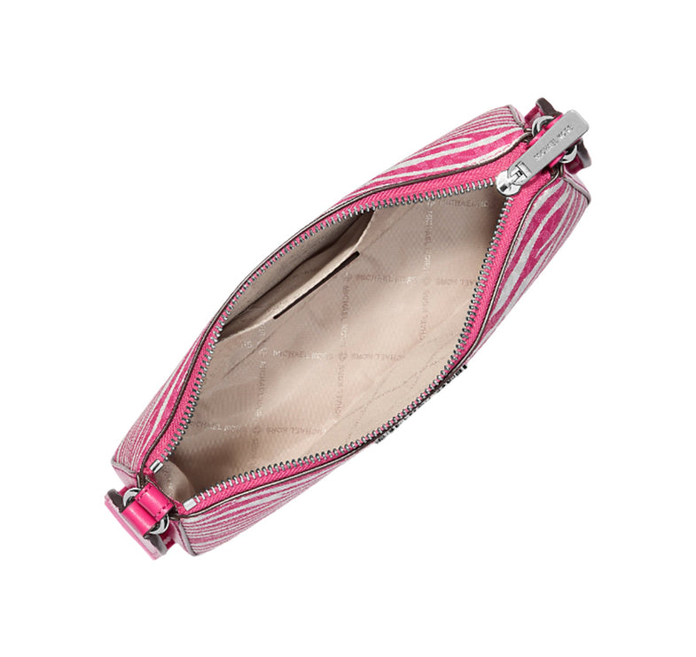 Michael Kors Women's Jet Set Leather Medium Animal Print Logo Crossbody Bag with Case for Apple Airpods Pro® Dragonfruit