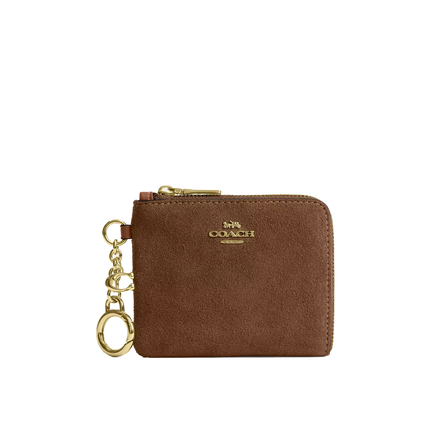 Coach Women's Small Corner Zip Wallet Suede/Gold/Cedar