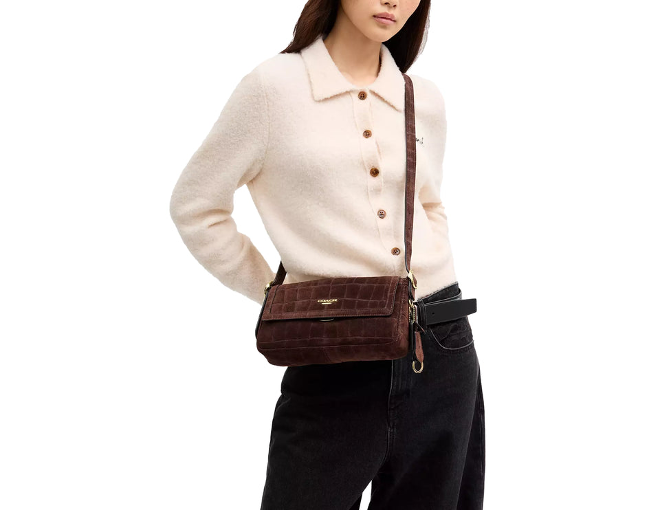 Coach Women's Etta Small Flap Shoulder Bag Gold/Maple