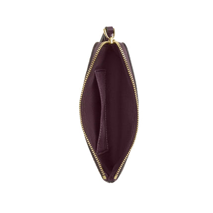 Coach Women's Corner Zip Wristlet In Signature Canvas Gold/Black Currant