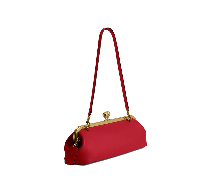 Coach Women's Kisslock Frame Bag 30 Brass/Poppy