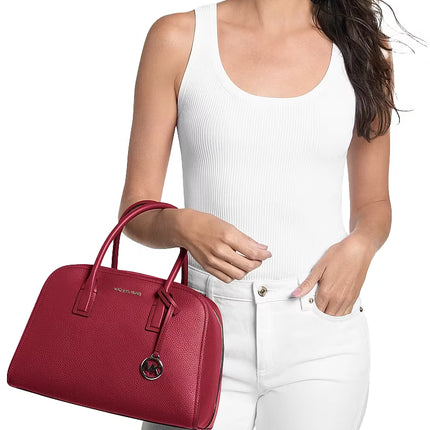 Michael Kors Women's Ashton Medium Satchel Bag Maroon