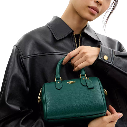 Coach Women's Mini Rowan Crossbody Bag Gold/Emerald