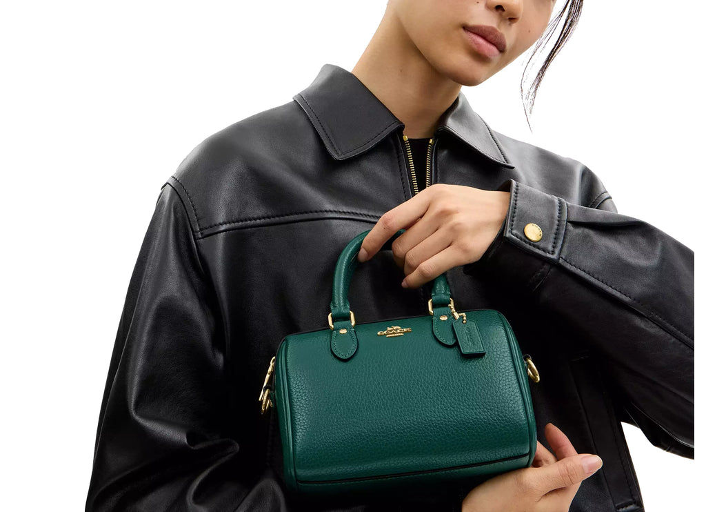 Coach Women's Mini Rowan Crossbody Bag Gold/Emerald