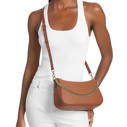 Michael Kors Women's Carmela Medium Pebbled Leather Convertible Crossbody Bag Luggage